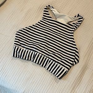 Navy and white Athleta sports bra